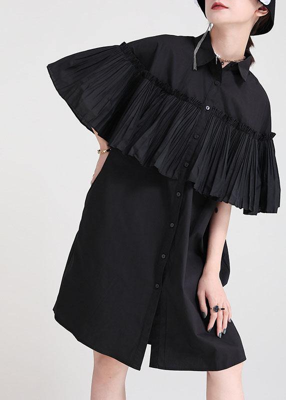 White Asymmetrical Design Wrinkled Summer Cotton Cloak Sleeves Sundress