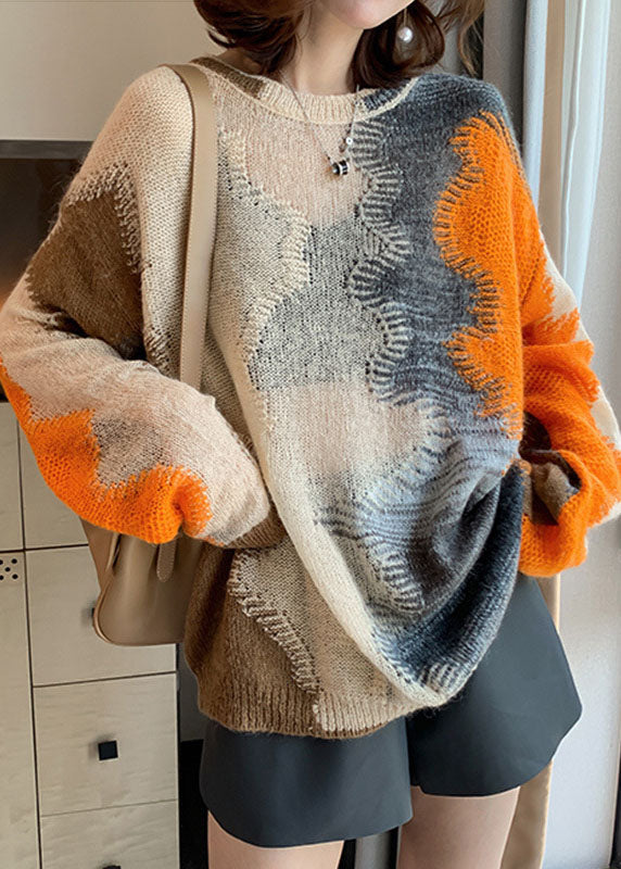 Apricot Hollow Out Loose Fall Knit Sweaters