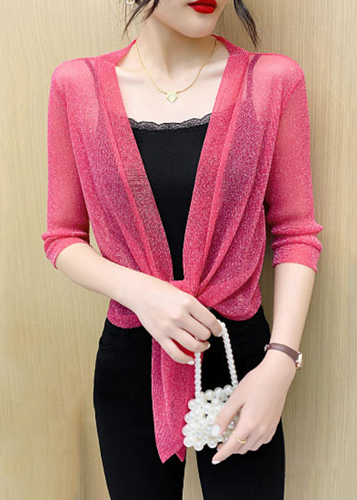 Loose Rose Lace Up Tulle Cardigan Half Sleeve