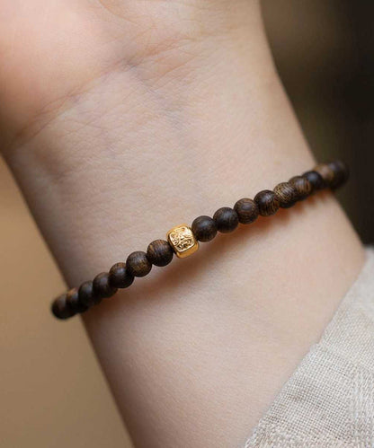 Brown Sterling Silver Overgild Beads Bracelet