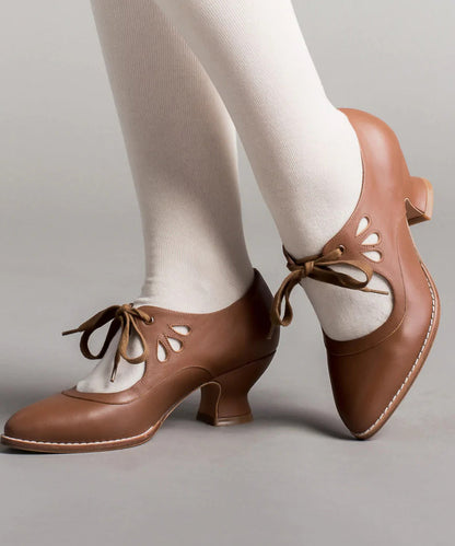 European and American Style High Heels Pointed Toe Splicing Lace Up
