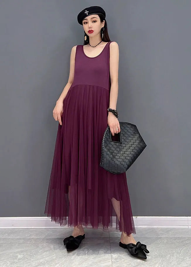 French Purple Asymmetrical Design Chiffon Dress and Cloak Two Pieces Set Summer