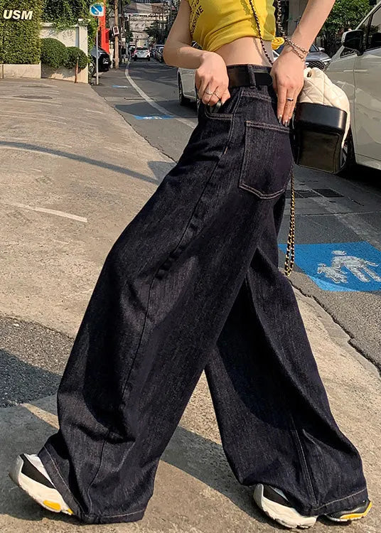 New High Waist Denim Wide Leg Pants Summer
