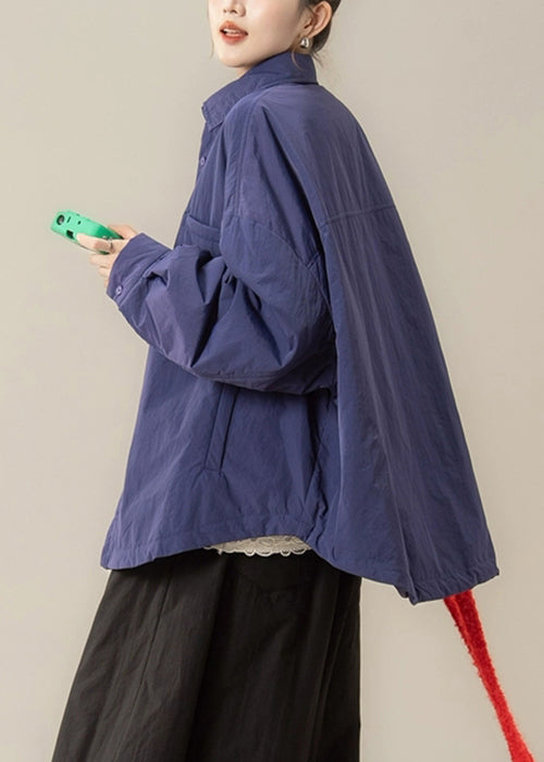 Purple Button Cotton Filled Shirt Coat Peter Pan Collar