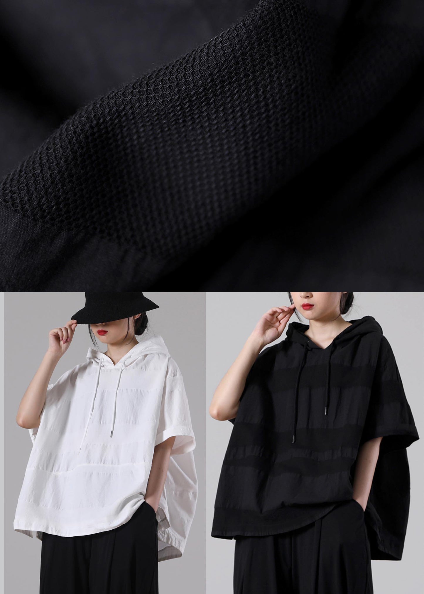 White Hooded Side Open Cotton T Shirt Summer