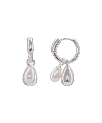 Unique Silk Metal Pearl Water Drop Hoop Earrings