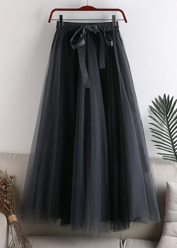 Boutique Pink Black Colour Bow Patchwork Elastic Waist Tulle a Line Skirt Summer