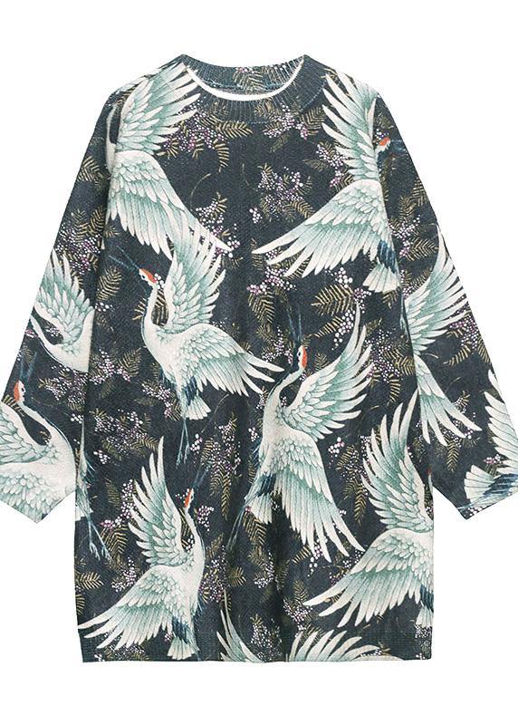 Unique O Neck Spring Blouses for Tutorials Crane Design Tops