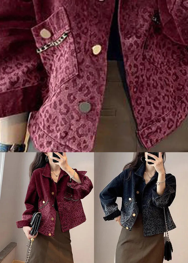 Black Button Pockets Denim Coats Long Sleeve Spring