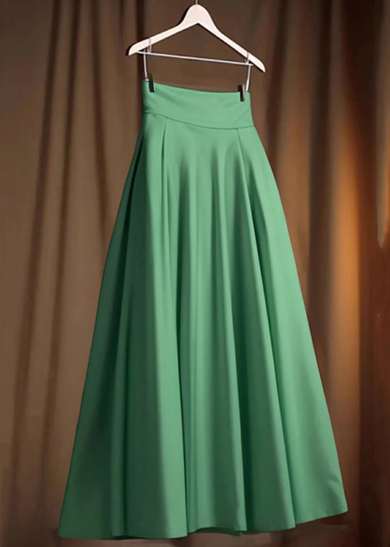 Simple Green High Waist Cotton Skirt Spring
