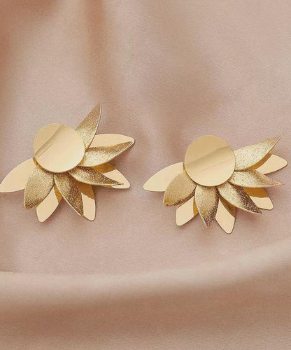 Exaggerated Gold Heavy Metal Earrings for