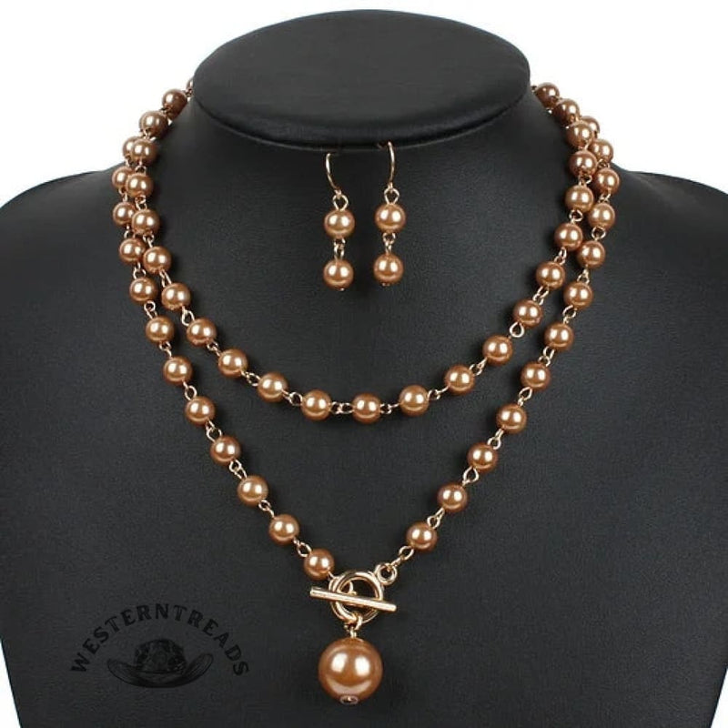 Pearl Necklace Earring Set