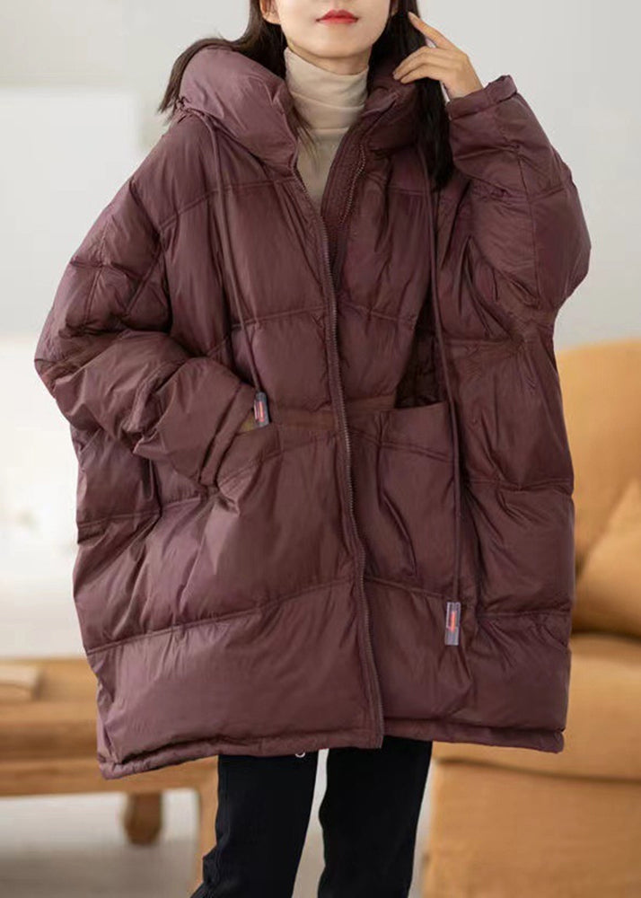 Khaki Hooded Pockets Fine Cotton Filled Witner Coats