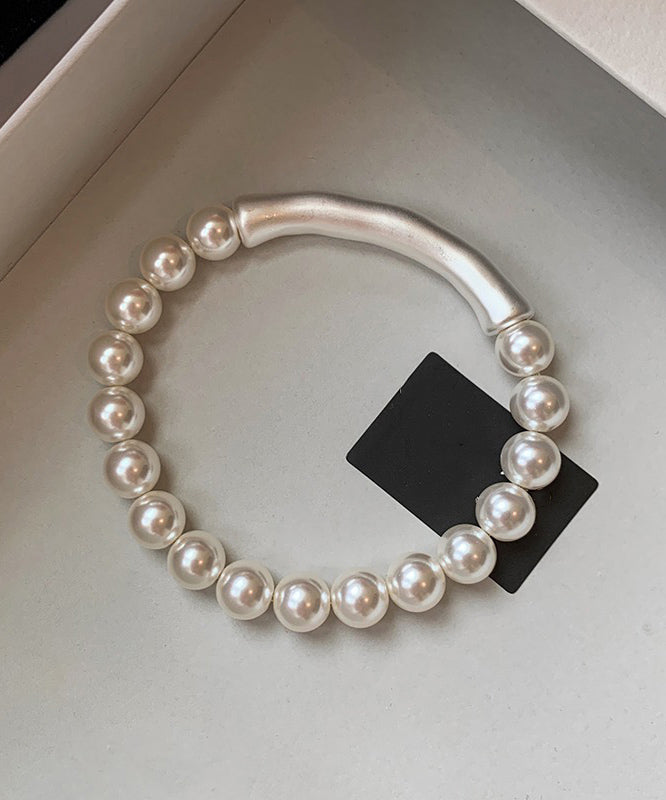 White Bamboo Joint Pearl Bracelet