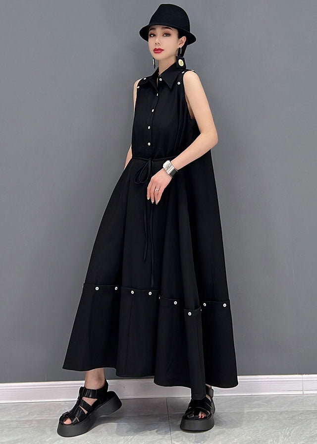 Black Original Peter Pan Collar Patchwork Removable Cotton Holiday Long Dress Cloak Sleeves
