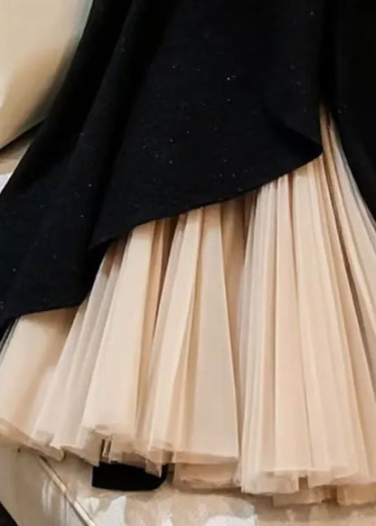 Black Original Design Chiffon Patchwork Skirts Spring