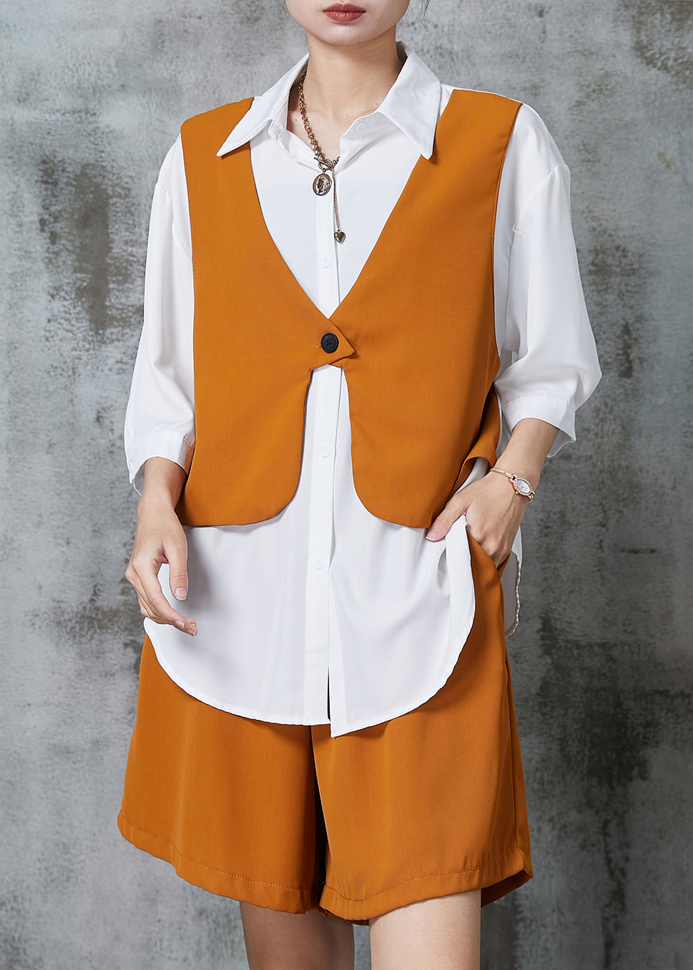 Unique Orange Oversized Patchwork Chiffon Two Piece Set Clothing Summer