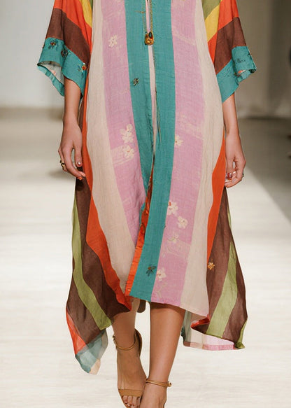 Colorblock Oversized Print Cotton Vacation Dresses Summer