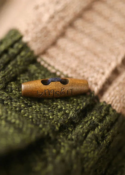 O-neck Pockets Button Fall Knit Knit Coat