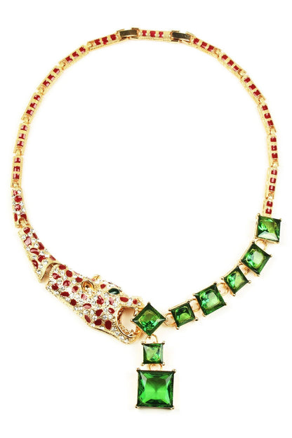 Lynx Necklace: Gold/red