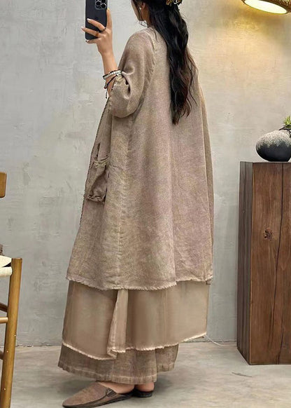 New Coffee Pockets Cotton Cardigan Summer