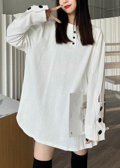 Green Patchwork Button Sweatshirts Long Sleeve
