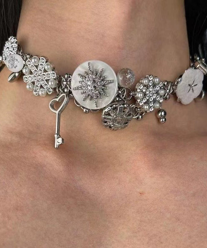 Original Design Zircon Nail Bead Stainless Steel Necklace