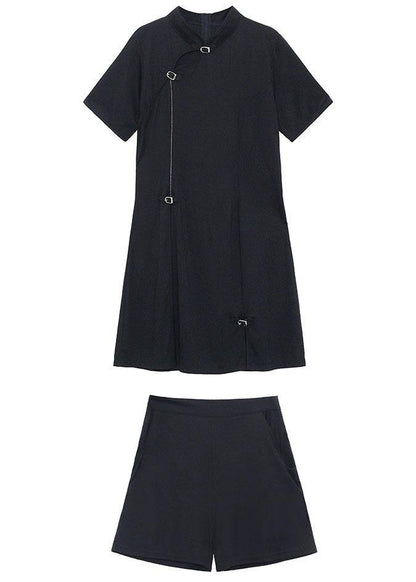 New Summer Black Dress + Hot Pants Two Piece Set