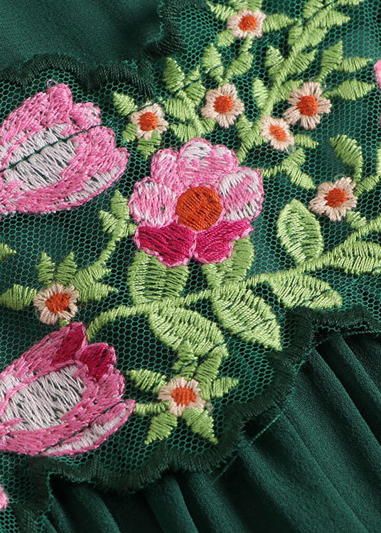 Green Embroideried Silk Dress