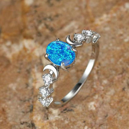 Triple Moon Goddess Opal Ring