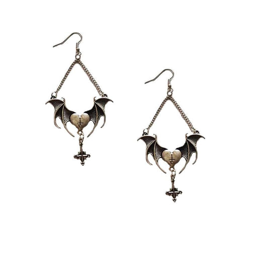 Heart Bat Wing Earrings