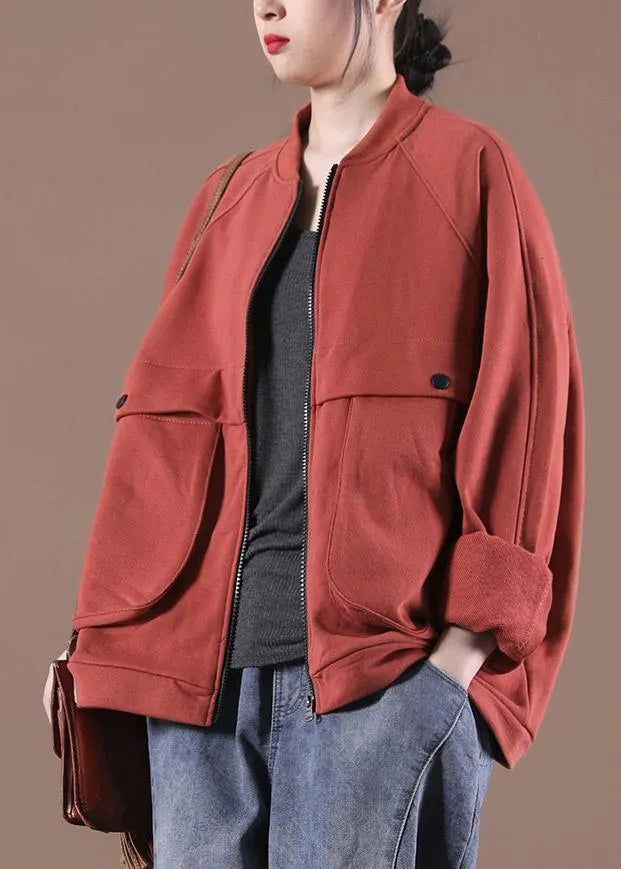 Street Orange Pockets Spring Jacket