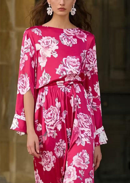 Rose Cinched Silk Long Dress Spring