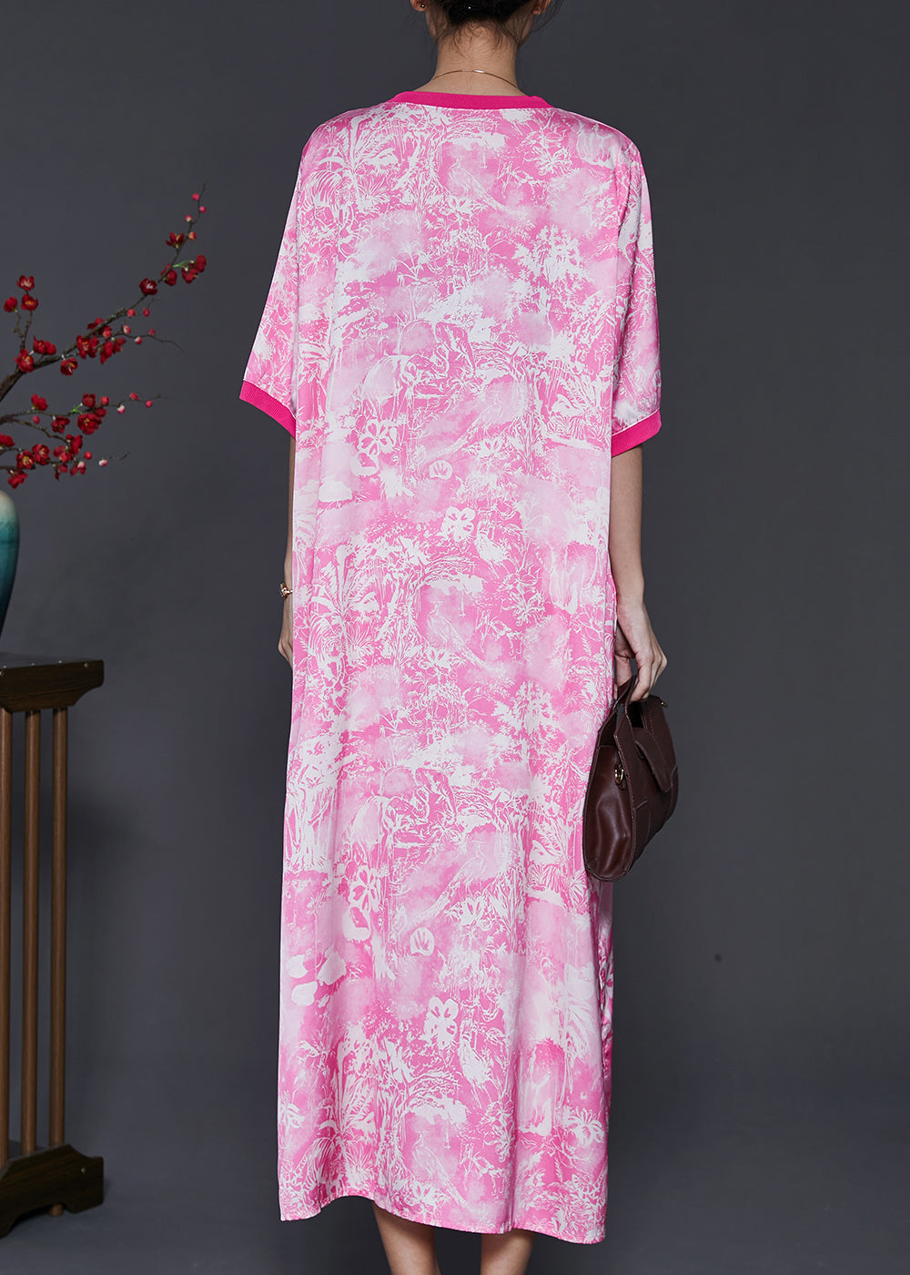 Pink Oversized Print Cotton Dress Summer