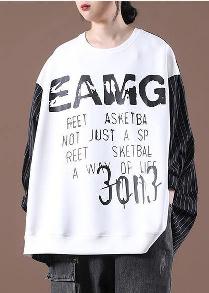White Patchwork Autumn Tops
