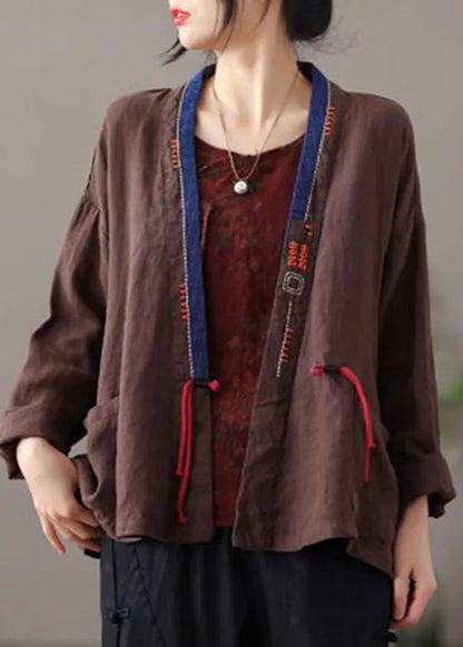 Mulberry Embroideried Patchwork Loose Coat Spring
