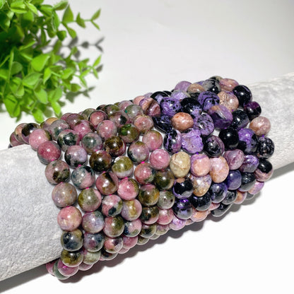 9mm Watermelon Tourmaline & Charoite Spiritual Bracelet for Healing
