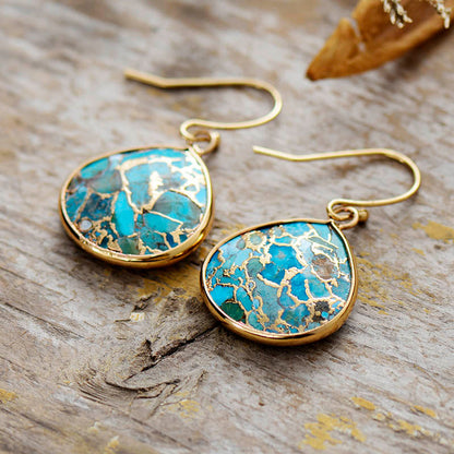 Gold-dipped Turquoise Protection Earrings