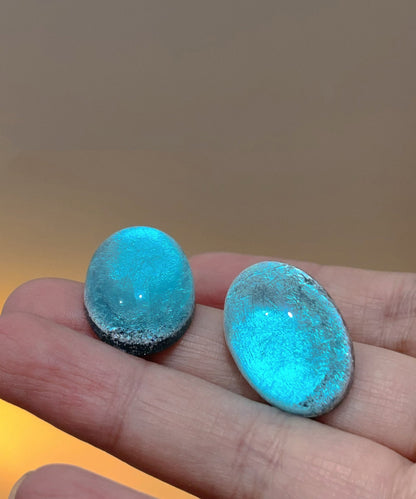 Art Blue Alloy Elliptical Starry Sky Stud Earrings