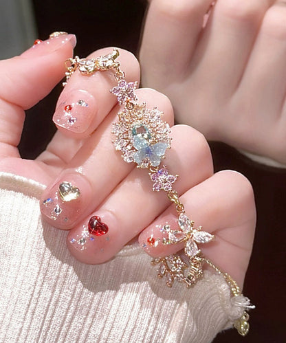 Art Colorblock Crystal Zircon Butterfly Charm Bracelet Gh1007
