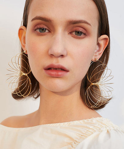 Art Gold Circle Exaggeration Gold Plated Drop Earrings