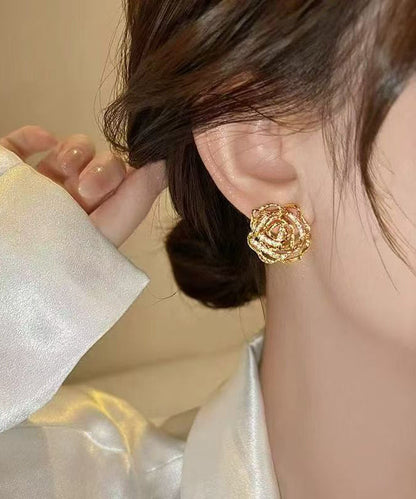 Art Gold Copper Overgild Hollow Out Stud Earrings