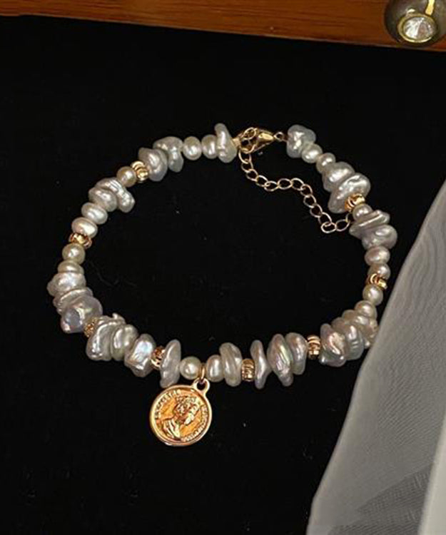 Art Gold Hand Pearl Small Bits of Silver Charm Bracelet Gh1027