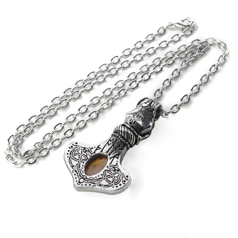 Amber Dragon Thorhammer Viking Pendant Celtic Necklace by Alchemy Gothic