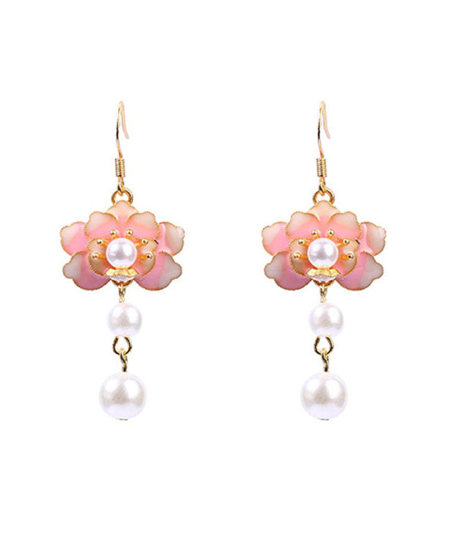 Colorblock Copper Overgild Acrylic Pearl Drop Earrings
