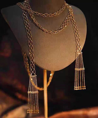 Gold Sterling Silver Overgild Chain Hollow Out Necklace Yu011