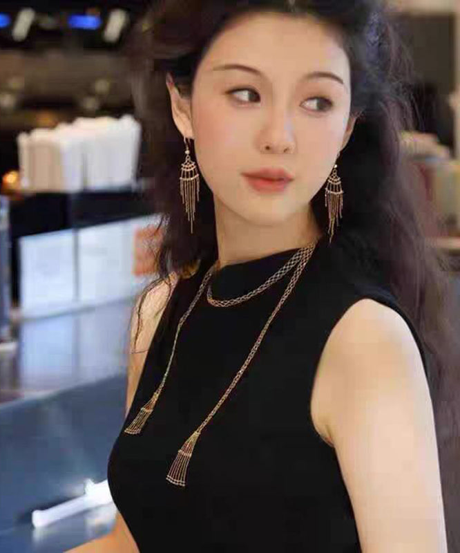 Gold Sterling Silver Overgild Chain Hollow Out Necklace Yu011