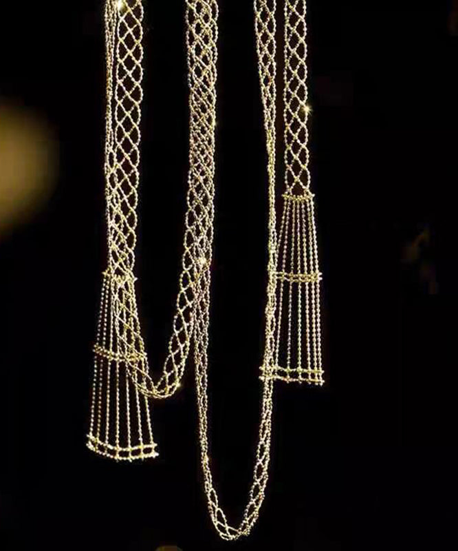 Gold Sterling Silver Overgild Chain Hollow Out Necklace Yu011