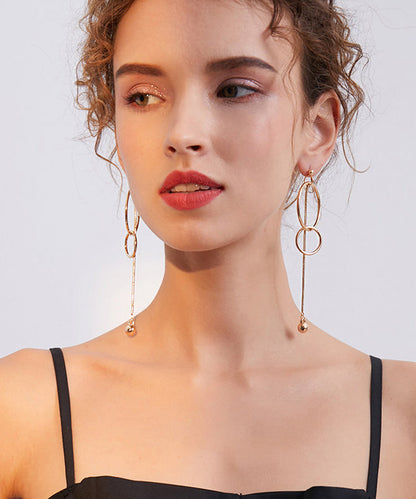 Golden Tasseled Rotundity Metal Drop Earrings