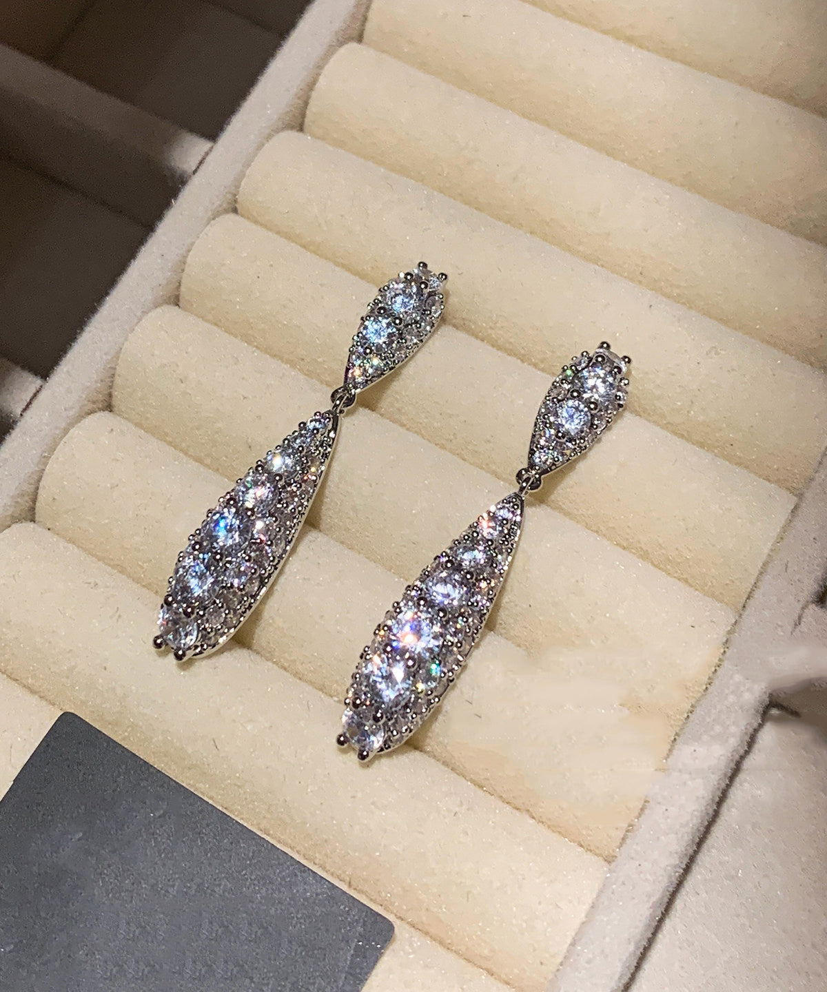 Sparkling Zircon Drop Earrings